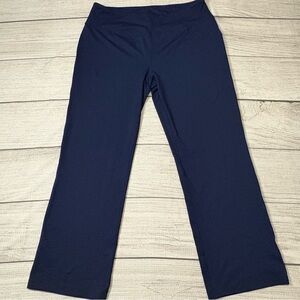 Lands' End Navy Activewear Yoga Straight Leg Pants Large Athleisure Wear